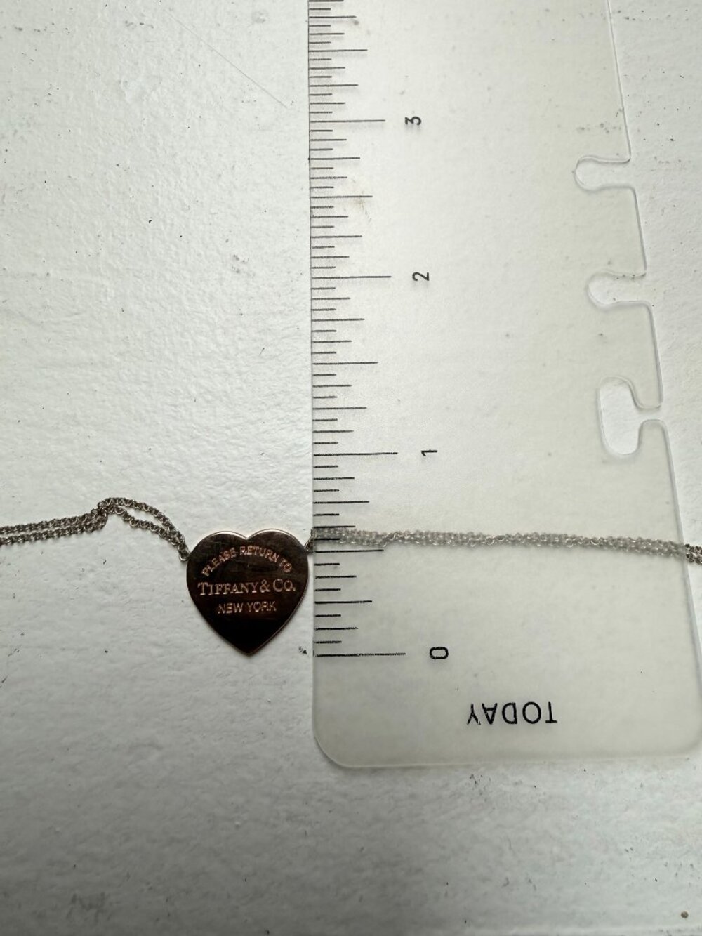 Tiffany & Co 925 Sterling Silver RUBEDO Double Chain Heart Tag Necklace - Picture 7 of 9